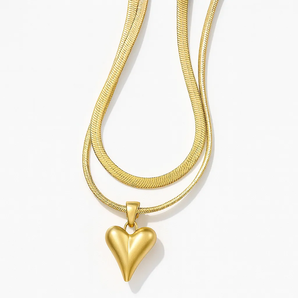 Long heart double chain